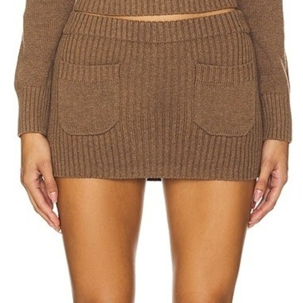 Frankie's Bikinis Brown Ribbed Knit Mini Skort